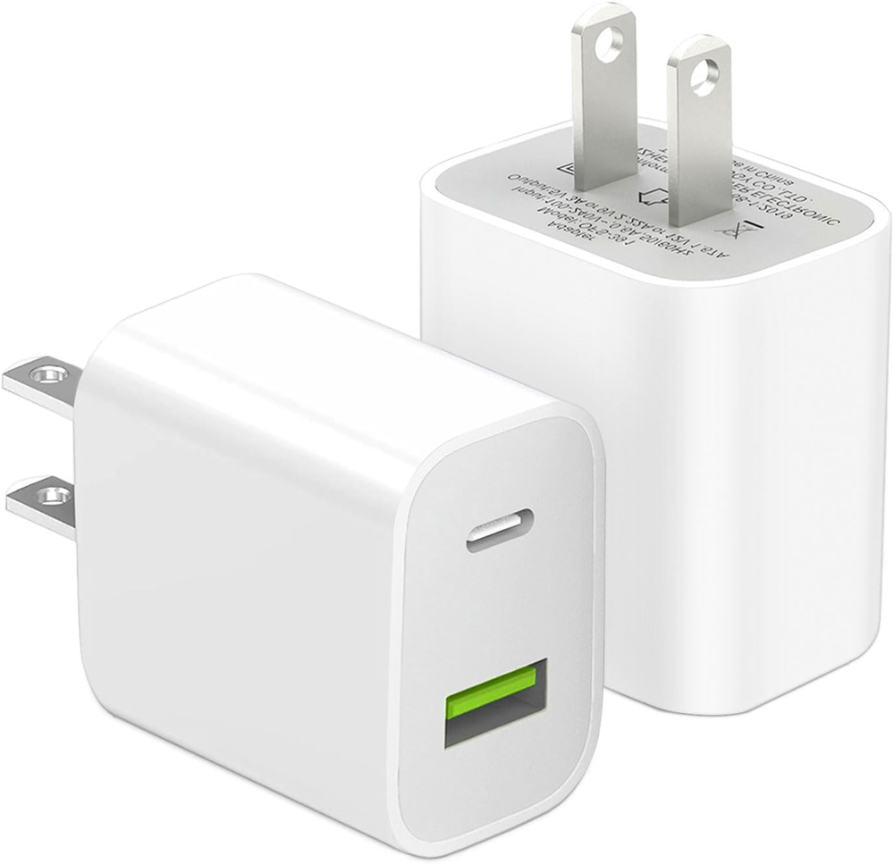 2-Pack 20W USB-C Fast Charger Block with Dual Ports
