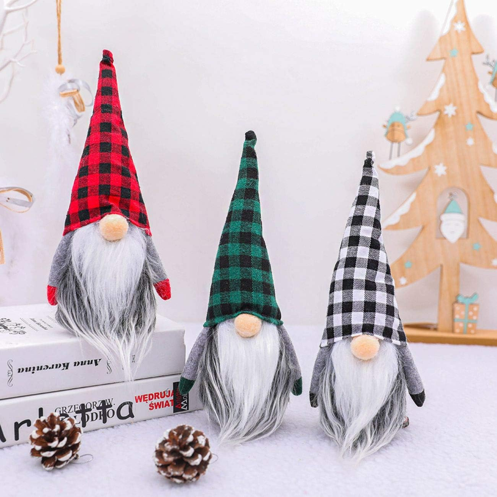 Gnomes Christmas Decorations 3PC Handmade Santa Scandinavian Tomte Plush Gnom Ho