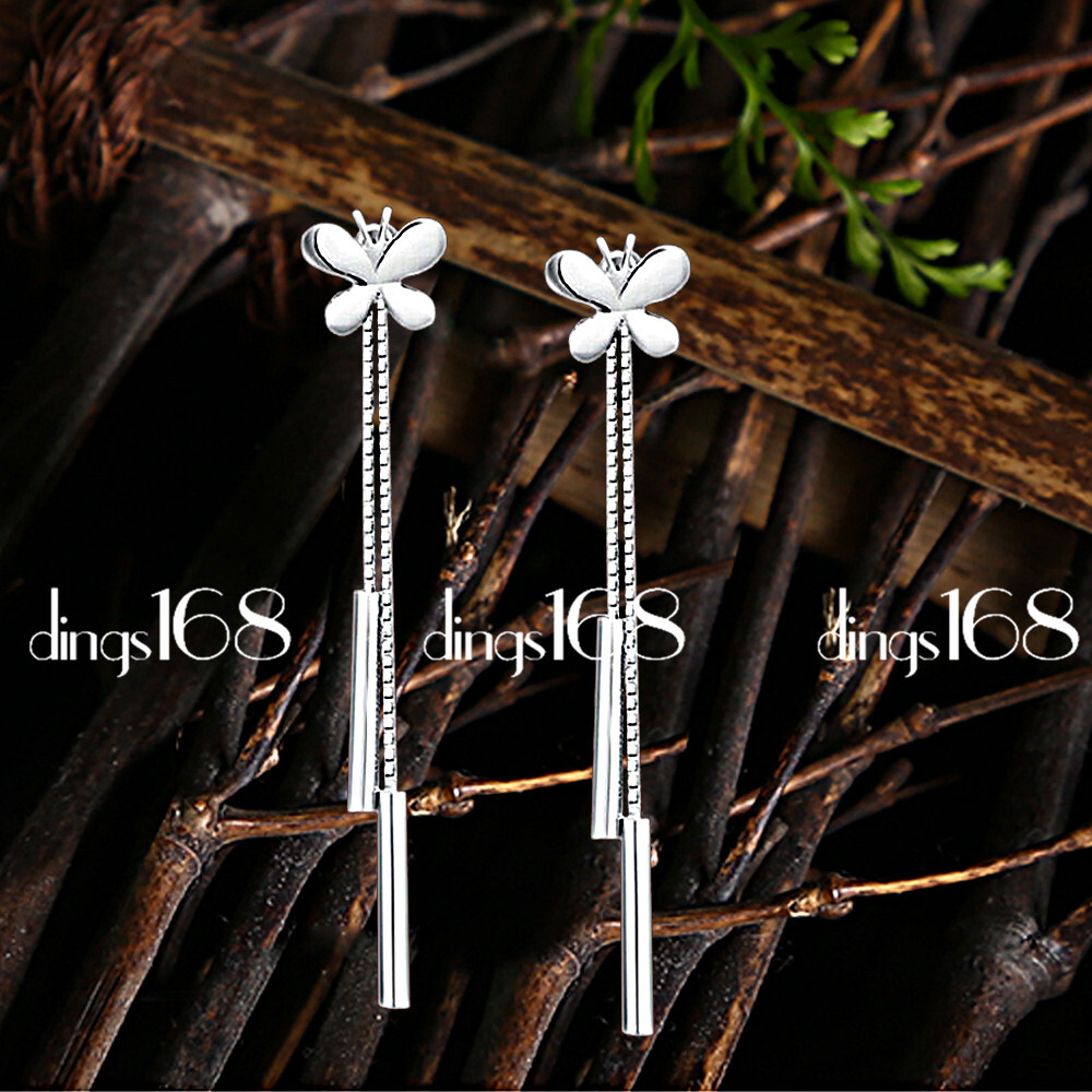 60mm 925 Sterling Silver Butterfly Threader Stick Post Earrings P1264