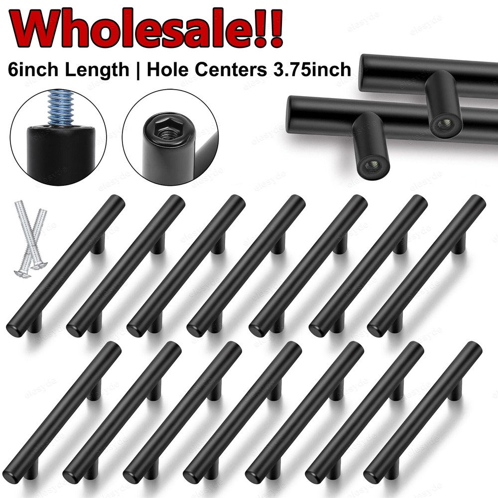 6-Inch Black Stainless Steel Cabinet Handles for Kitchen Drawers