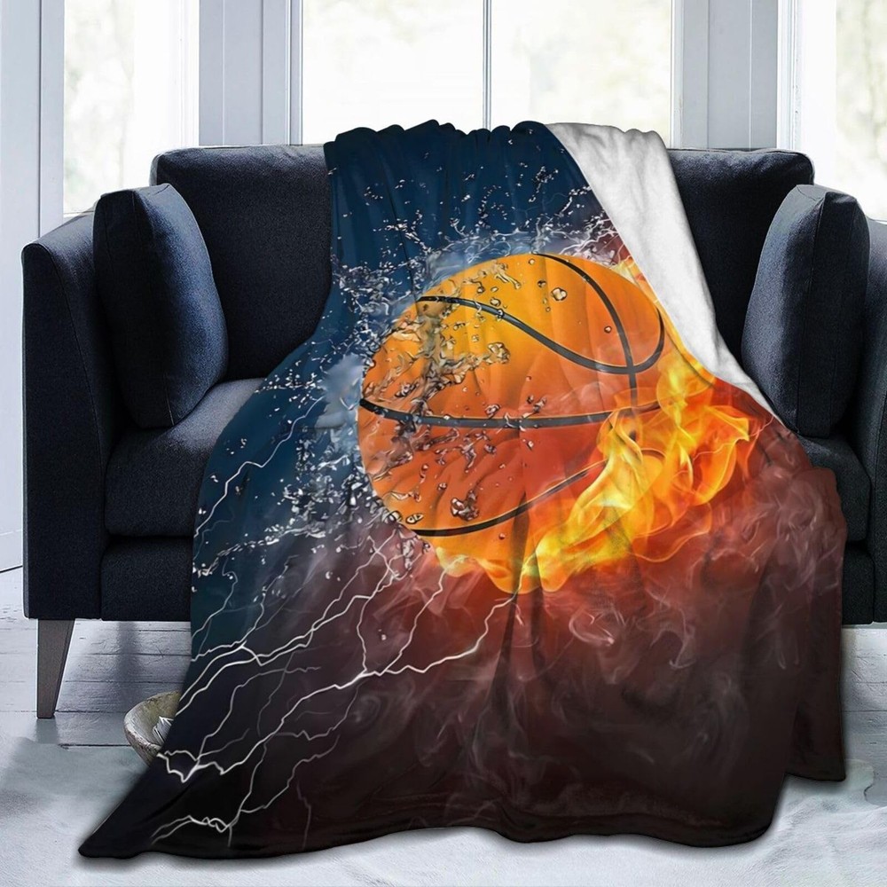 Basketball Fleece Blanket Super Soft Cozy Throw Blanket Twin 60x80inch, Light...