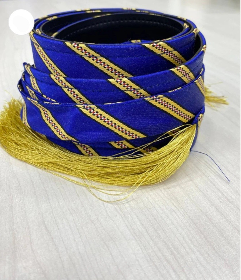 Royal Blue and Gold Embroidered Kashmir Thobe Belt