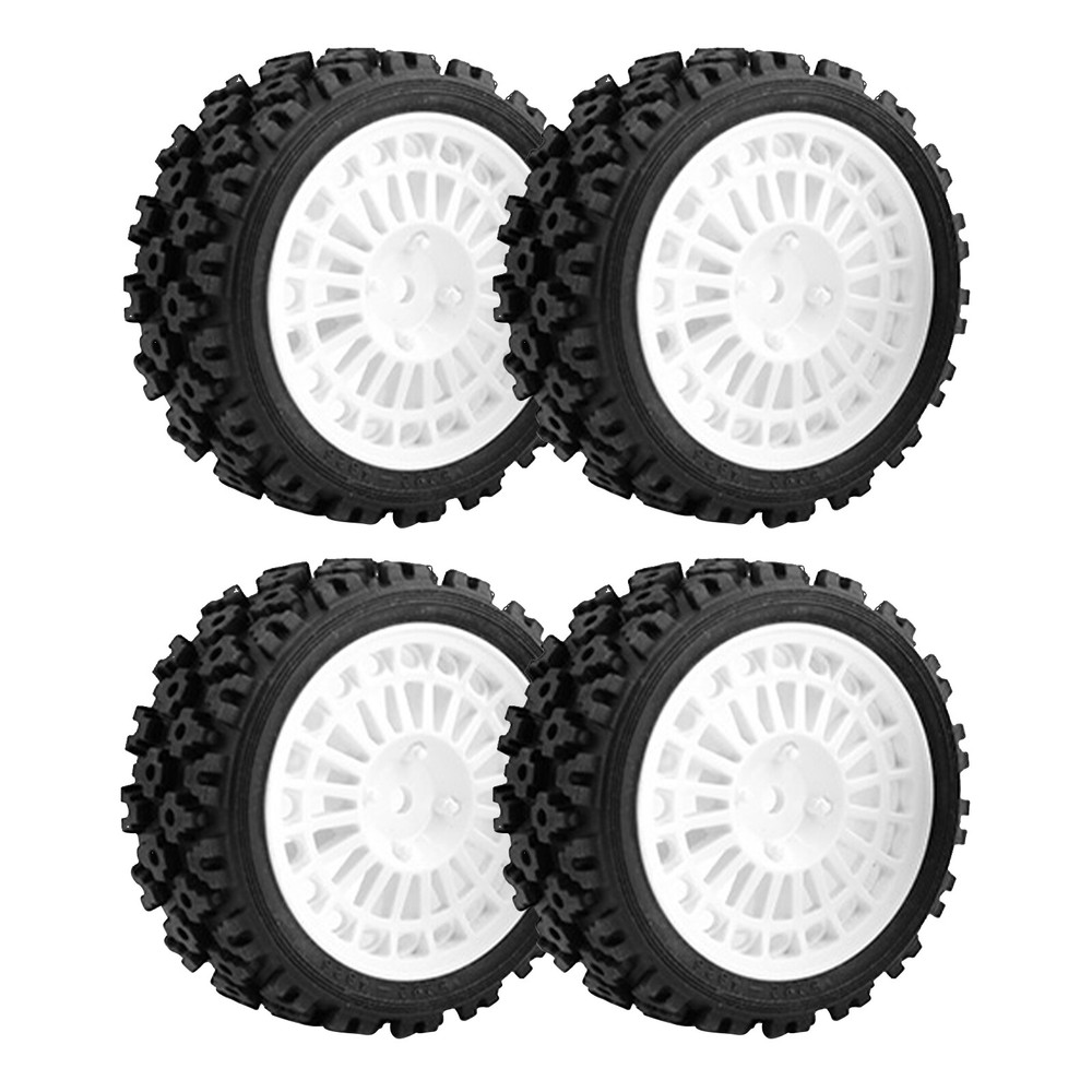4Pcs 1/10 RC Rubber Tires & Rims for Tamiya TT01 TT02 XV-01 XV02 HPI