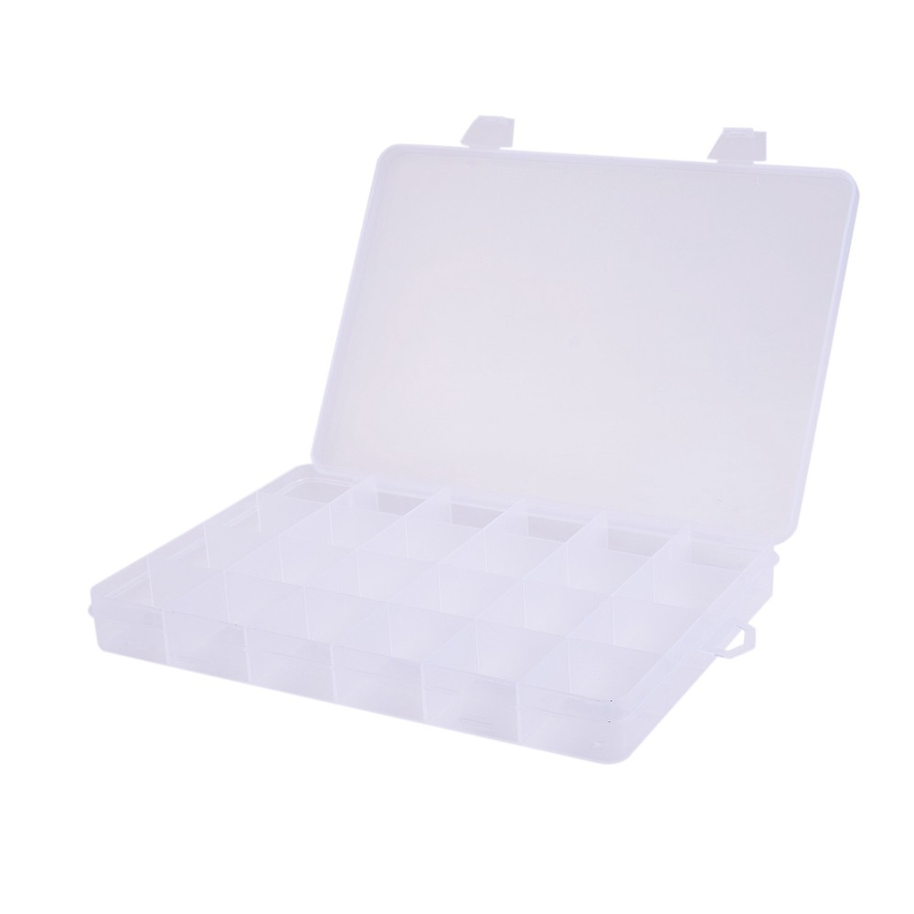 24-Compartment Plastic Jewelry Bead Storage Box for Crafts