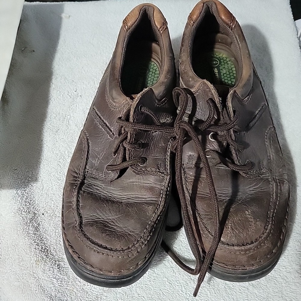 Streetcars Mens Brown Leather Round Toe Lace Up Casual Oxford Shoes 10M, Gel