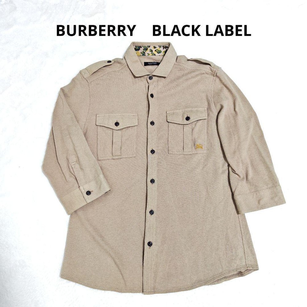 Burberry Black Label 3/4 Sleeve Safari Shirt Beige Size 3 F/S from Japan
