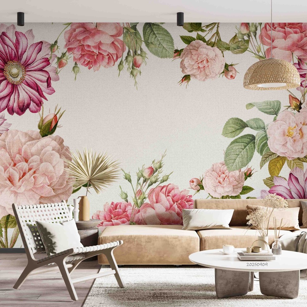 3D Flowers Flora Print Style Wall Murals Wallpaper Murals Wall Sticker 2