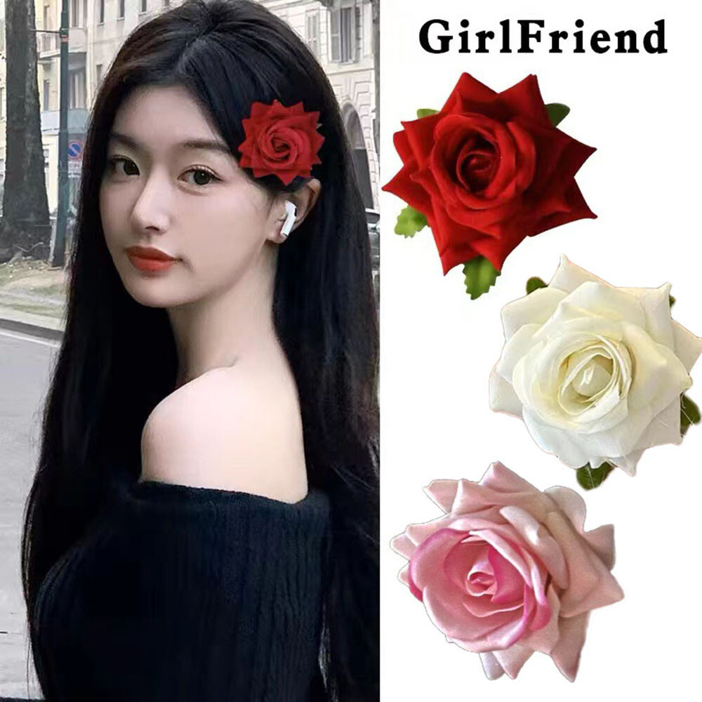 1pc Duck Beak Clip Red Pink Rose Flower Hair Clip Barrette Hair Accessories US