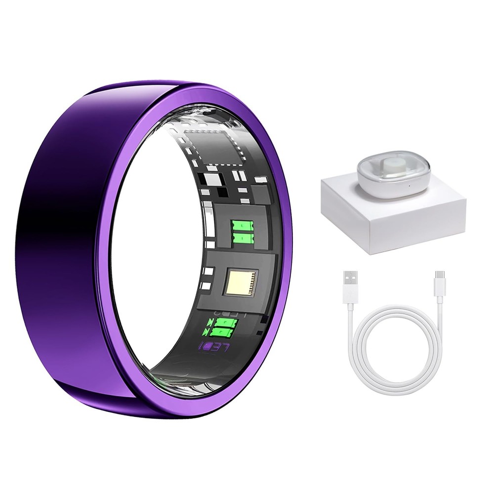 Purple Smart Ring Size 8 with Wireless Charging Bay & Sleep Tracking