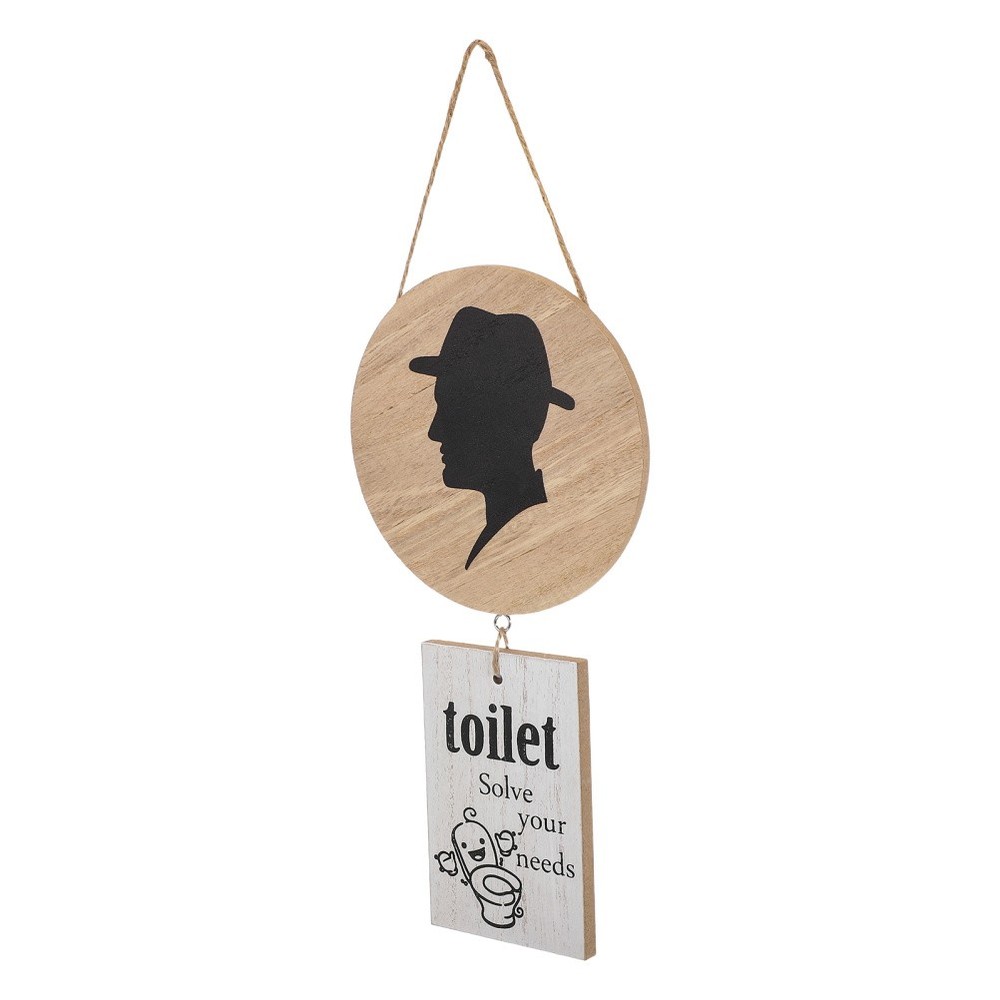 Restroom Signage Wood Signs Decor Bathroom Door Marker Business Washroom