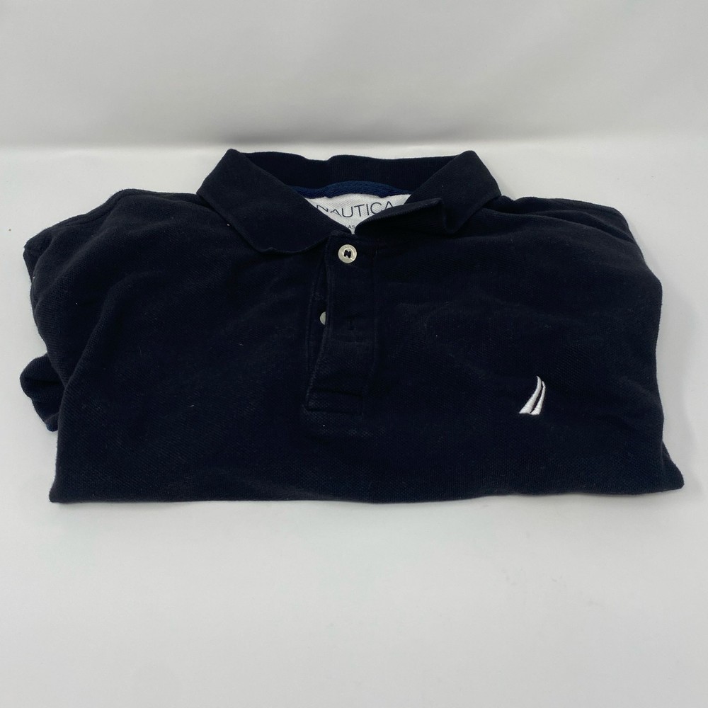 Nautica Men’s Classic Fit Deck Polo Shirt - Black, Size L 100% Cotton