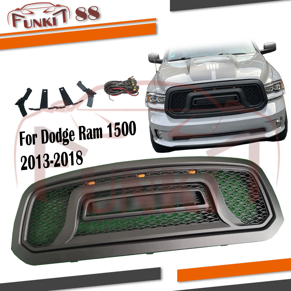 Grille For 2013-2018 Dodge RAM 1500 Big Horn Rebel Style W/Letters LED Grill