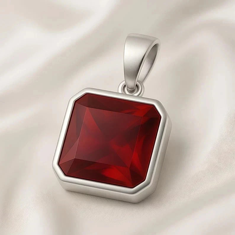 Certified 16 Ct Natural Blood Red Ruby Pendant 925 Sterling Silver Jewelry