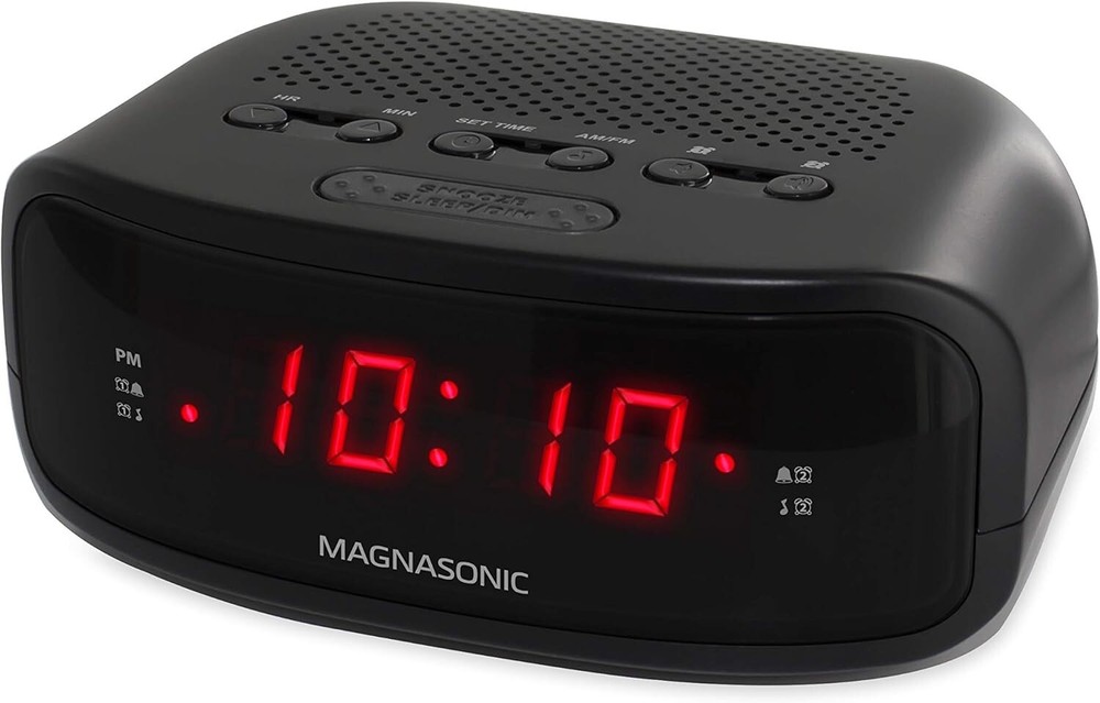 Digital AM FM Radio Alarm Clock with LED Display, Snooze & Battery Backup - 5 Inch