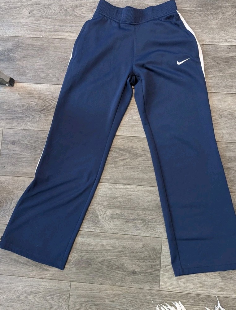 Nike Women XS Track Pants Blue White Stripe Zip Pockets & Legs Athleisure Sports