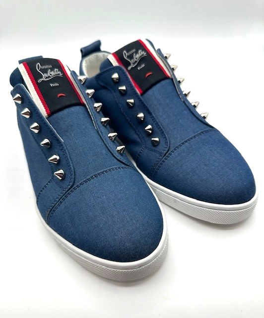New Christian Louboutin F.A.V. Fique A Vontade Denim Spike Sneaker EU 40, US 10