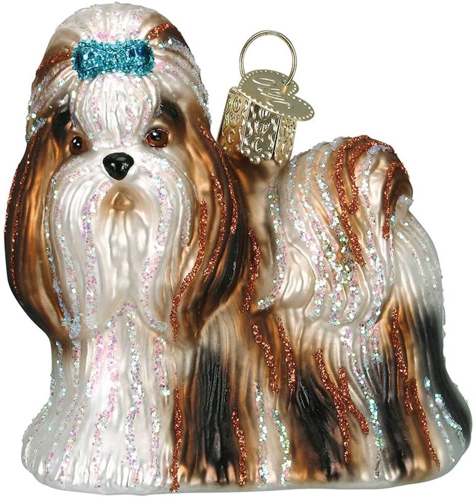Old World Christmas Glass Blown Ornament for Christmas Tree, Shih Tzu