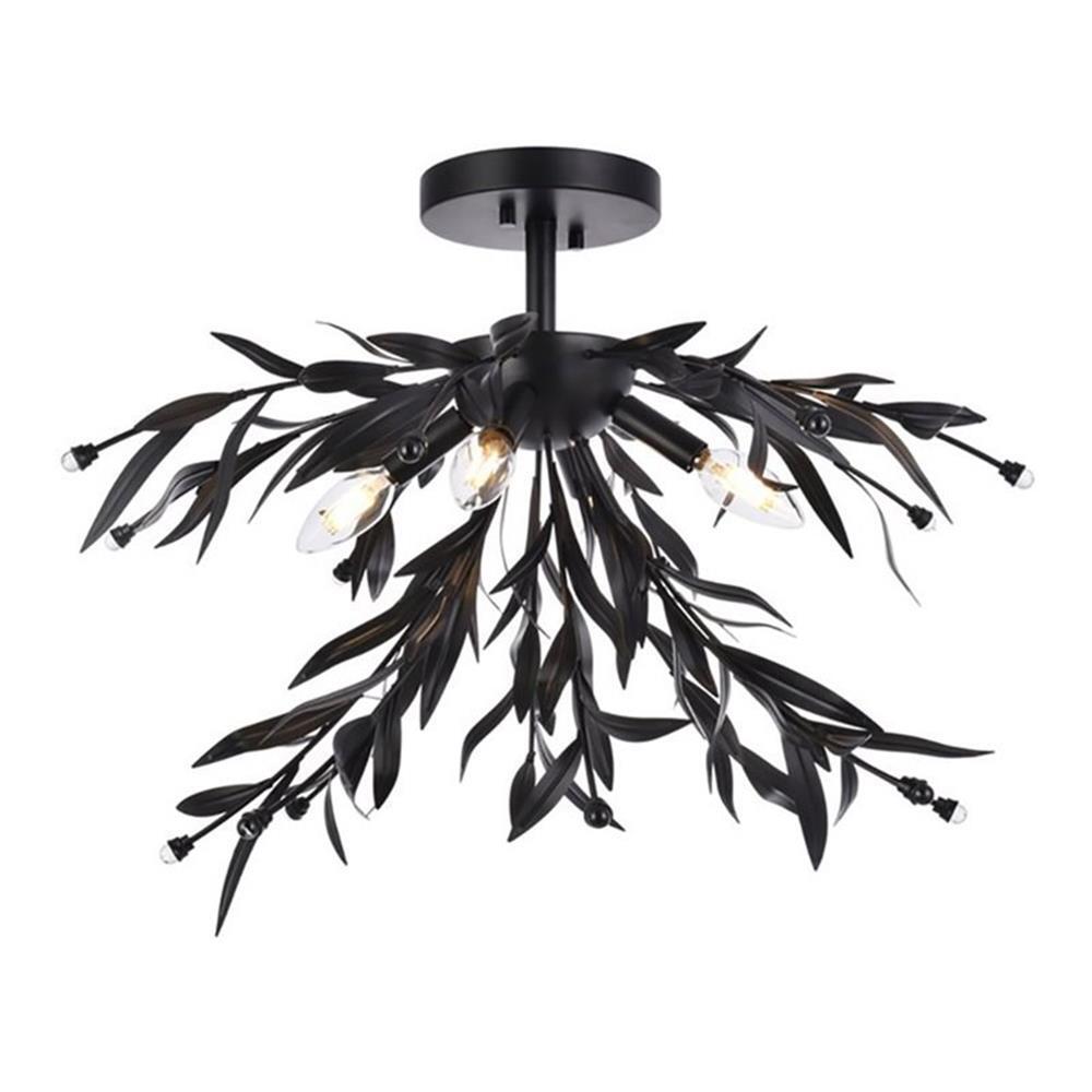 Living District LD810F23BK Priscilla Black Flush Mount Light