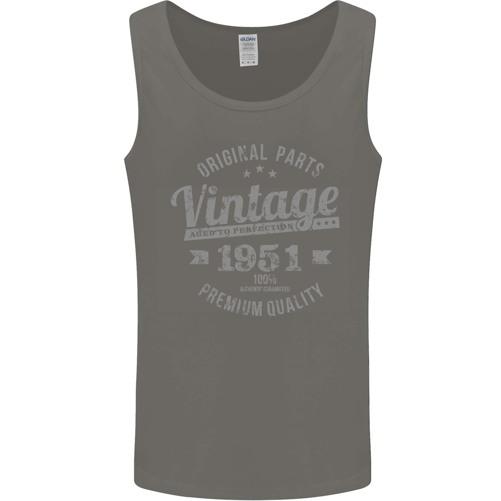 Vintage Year 74th Birthday 1951 Mens Vest Tank Top Charcoal