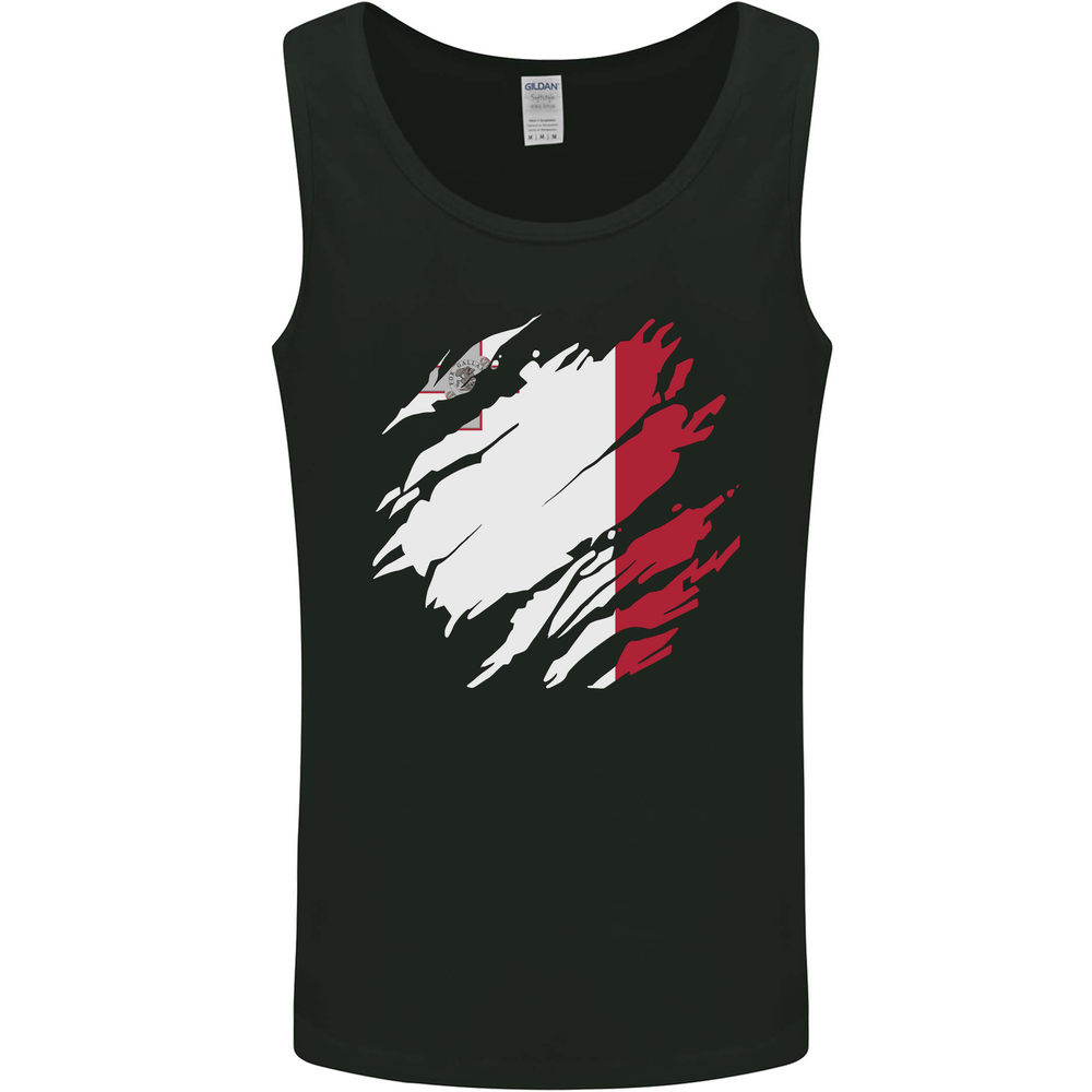 Torn Malta Flag Maltese Day Football Mens Vest Tank Top