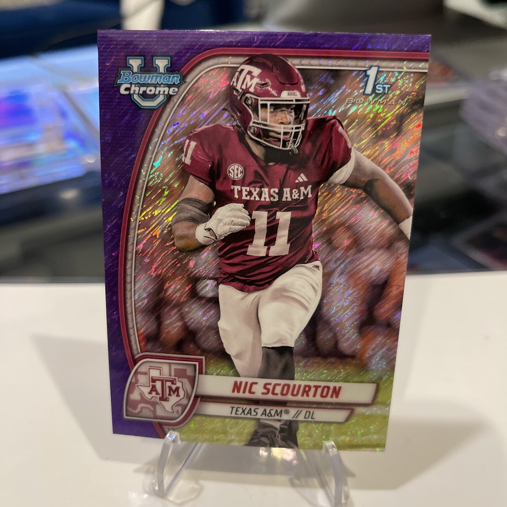 2024 Bowman Chrome University • Nic Scourton • Purple Shimmer Texas A&M 🔥