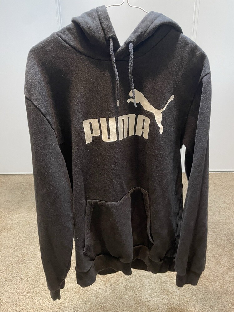 PUMA Essentials Men's Hoodie - Black - Size Large Vintage Faded condition