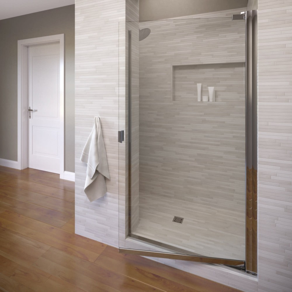 Basco Armon 66H x 28W Silver Hinged Semi-Frameless Shower Door