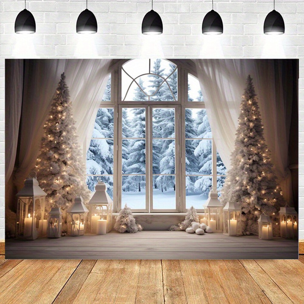 Xmas Tree Snow Background Banner 10x8FT Christmas Festival Party Banner Backdrop