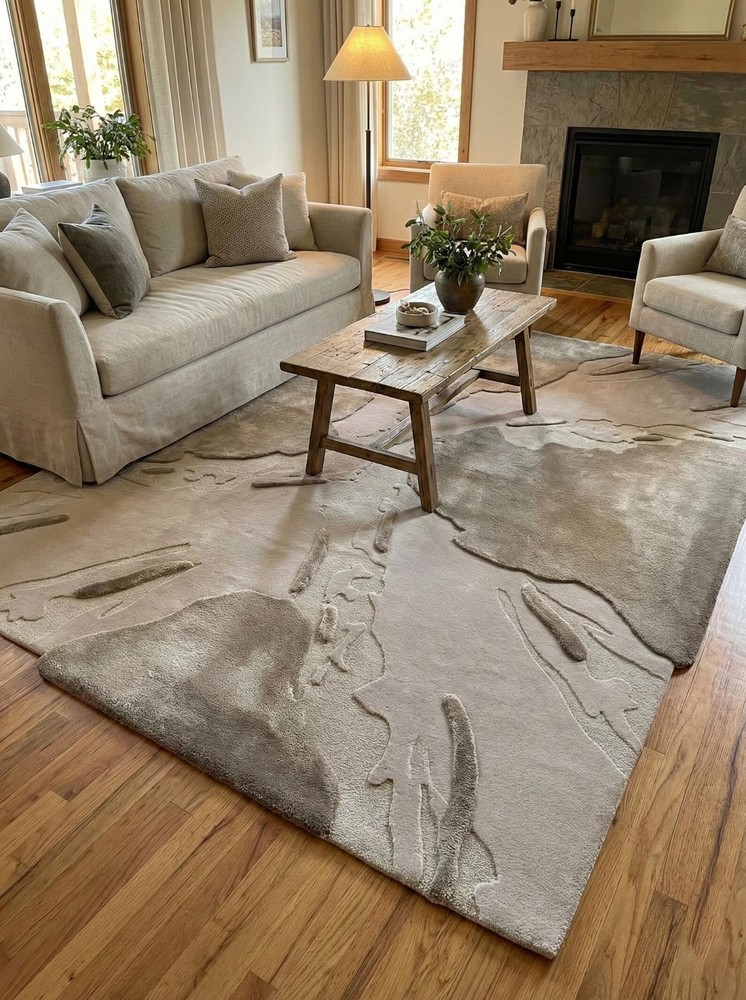 Modern Abstract Hand Tufted Area Rug with 100% New Zealand wool, Handmade Carpet