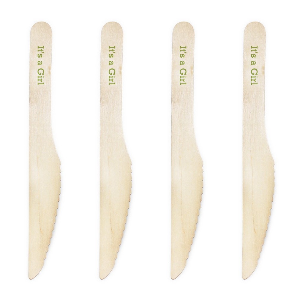 Natural Wood Candy 200-Pack Buffet Knives DIY Kit, It's a Girl, Kiwi Green