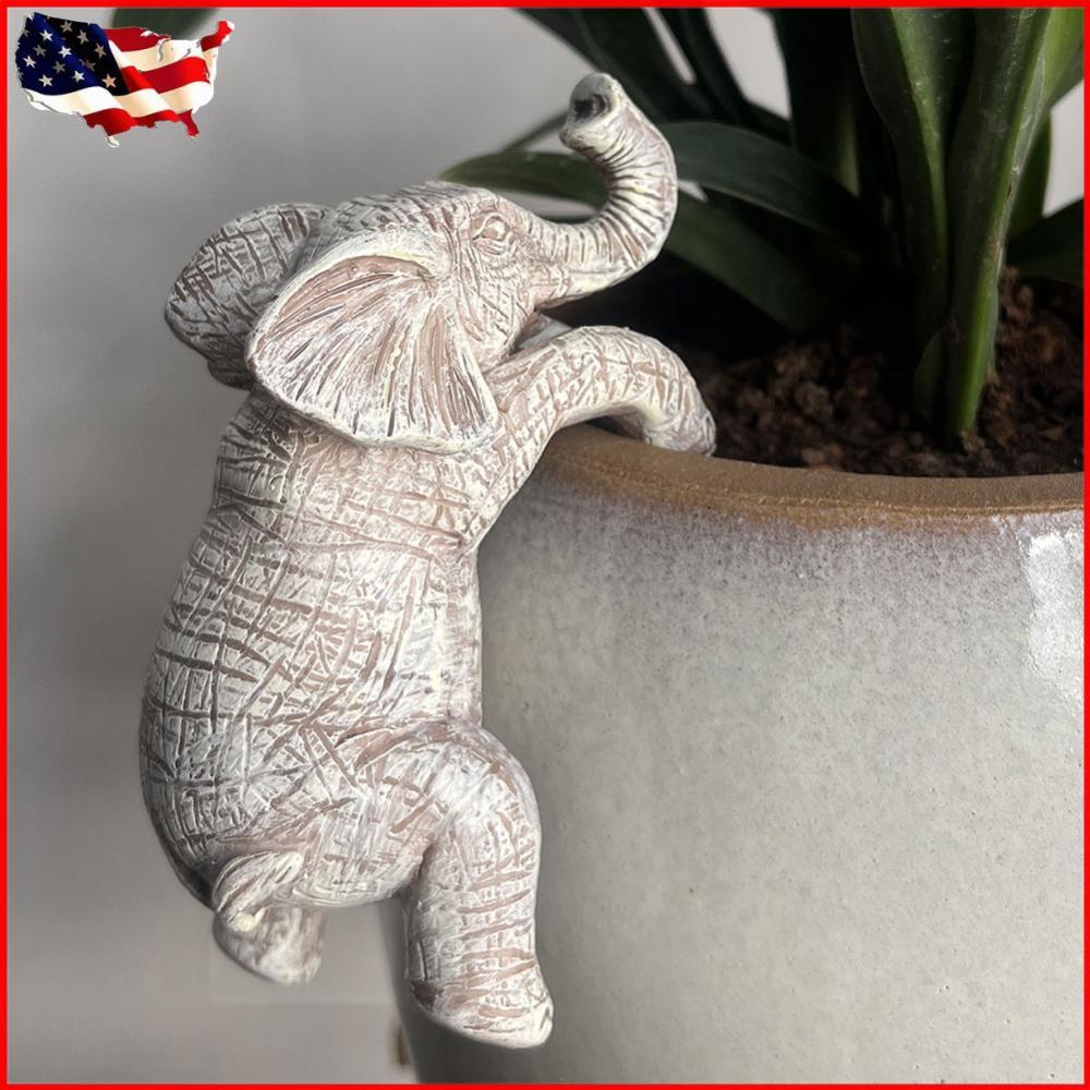Elephant Flower Pot Hugger Resin Cute Hanging Elephant Ornaments for Home Garden