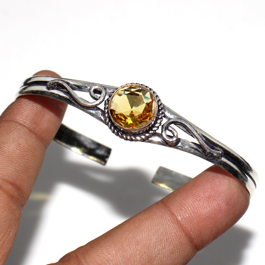 Citrine 925 Silver Plated FreeSize Bangle for Independence Day JW Jewelry