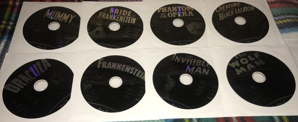 Lot of 8 Classic Monsters HD Blu-Ray Discs in Sleeves - No Cases Included