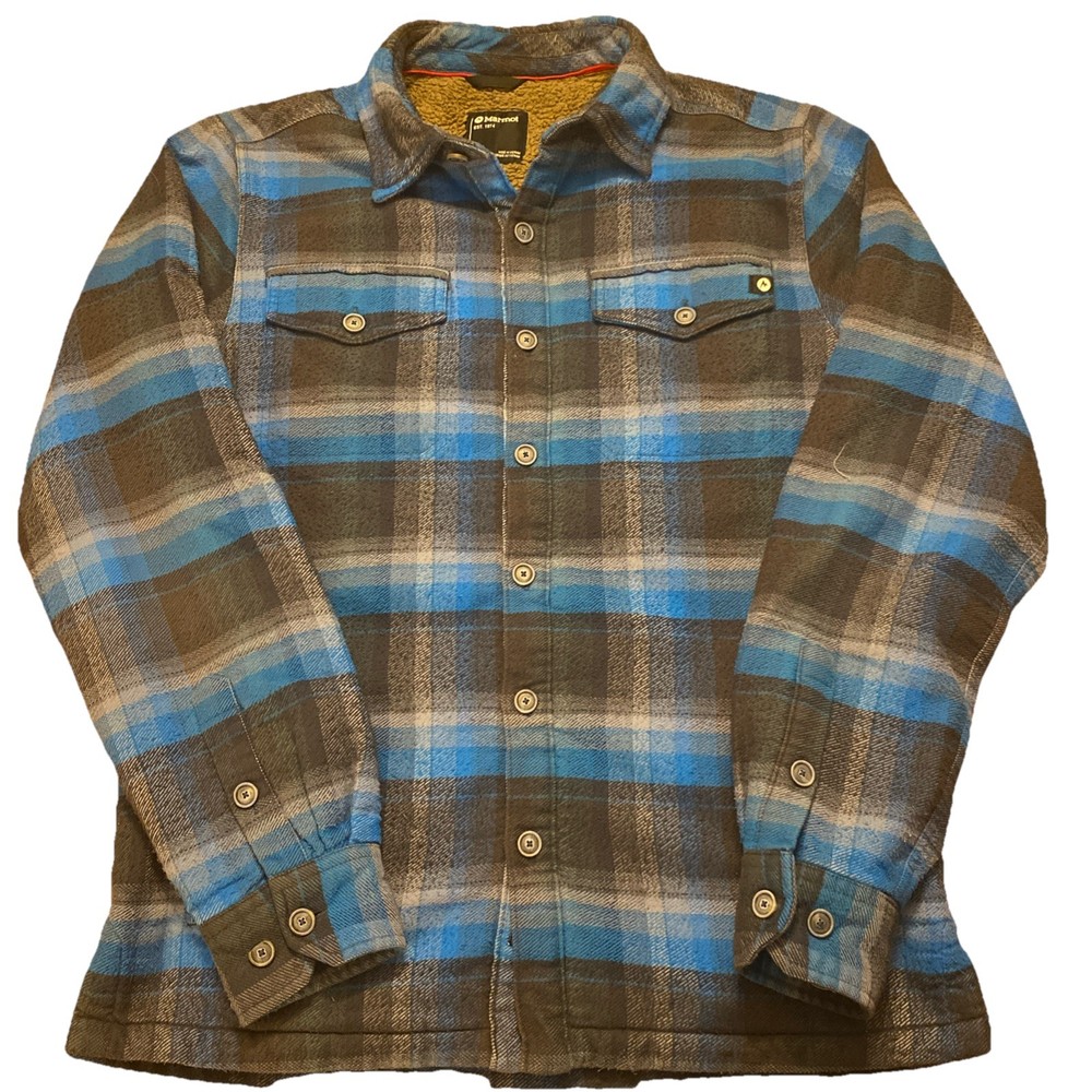 Marmot Ridgefield Shirt Jacket Shacket Men's Sz Small Plaid Sherpa Lined Flannel