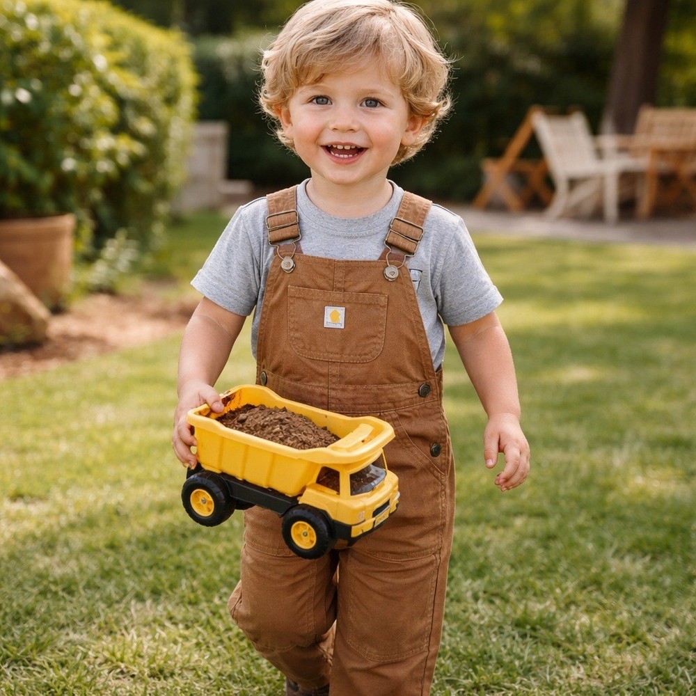 Carhartt Kids Brown Canvas Bib Overalls Size 3T Workwear Durable Cotton