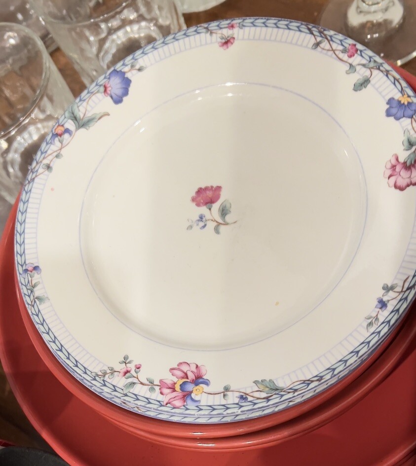 2 Oneida Blue Lattice Salad Plates  Blue Lattice Porcelain floral 7 5/8