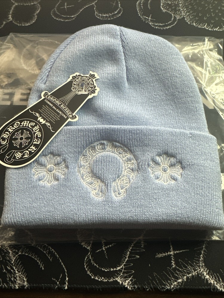 Chrome Hearts Baby Blue Horseshoe Beanie