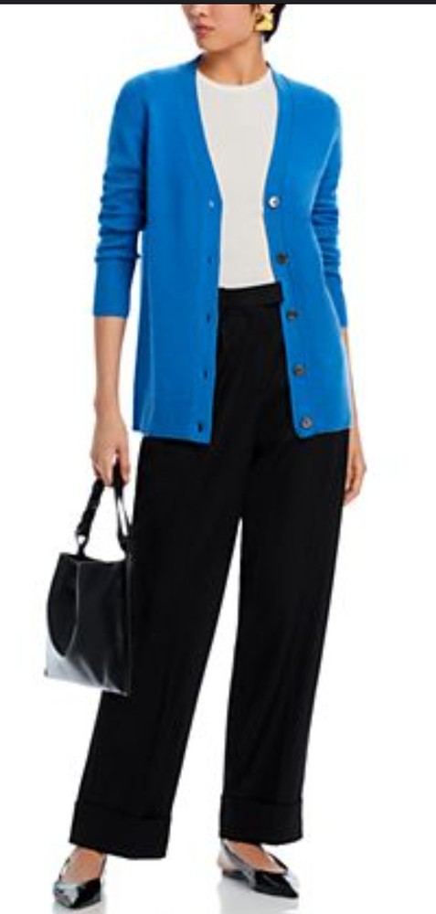 C by Designer 100% Cashmere  Cardigan Grandfather Sweater Blue Size Large NEW