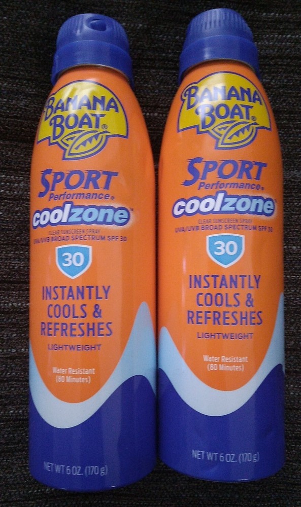 2 Pack Banana Boat Sport CoolZone SPF 30 Sunscreen Spray 6oz Each
