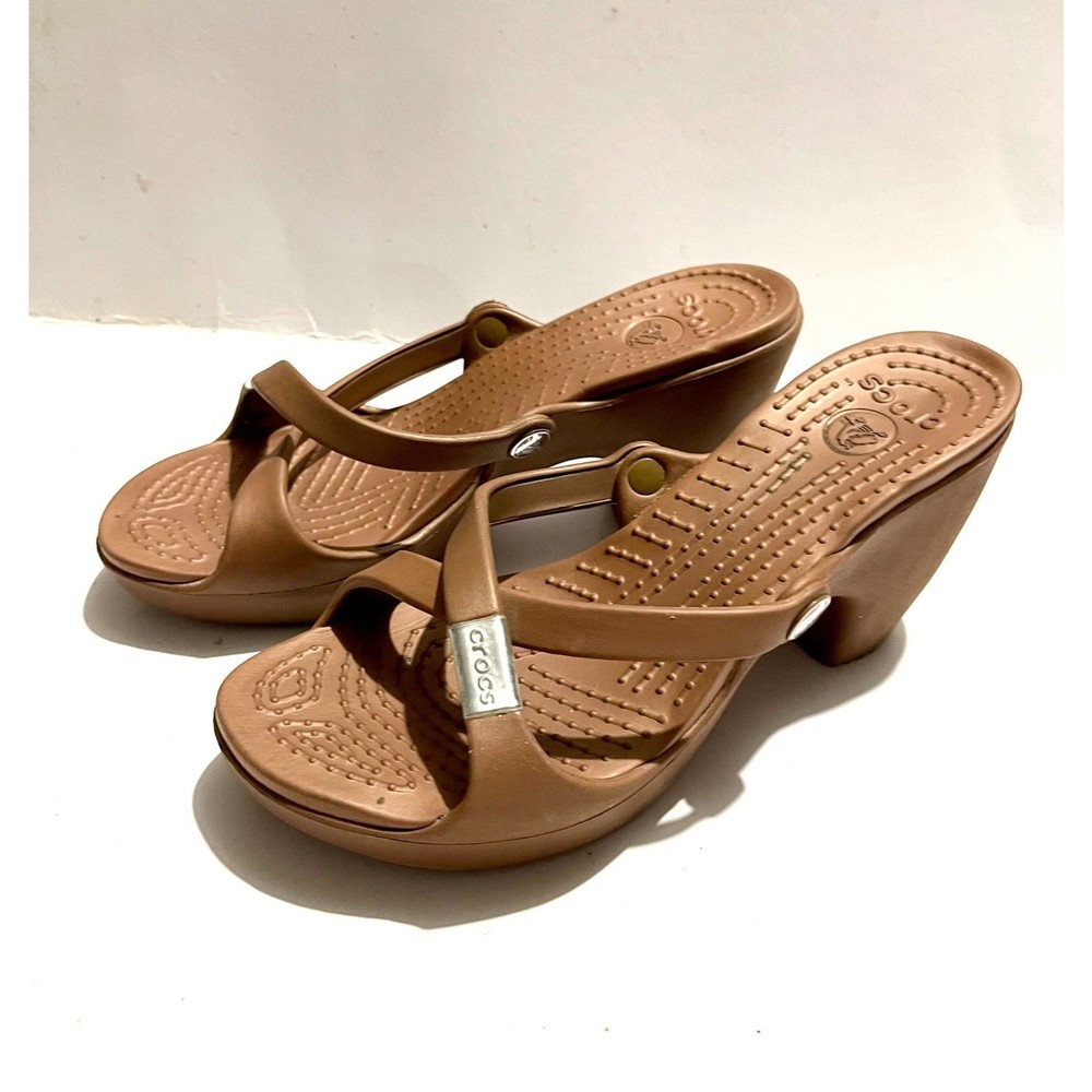 Crocs Cyprus heels sandals slip on strappy comfy women 9