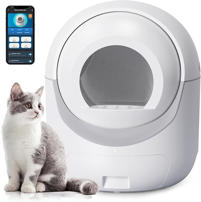 New Large Automatic Smart Cat Litter Box Self-Cleaning Robot Odor Removal WiFi