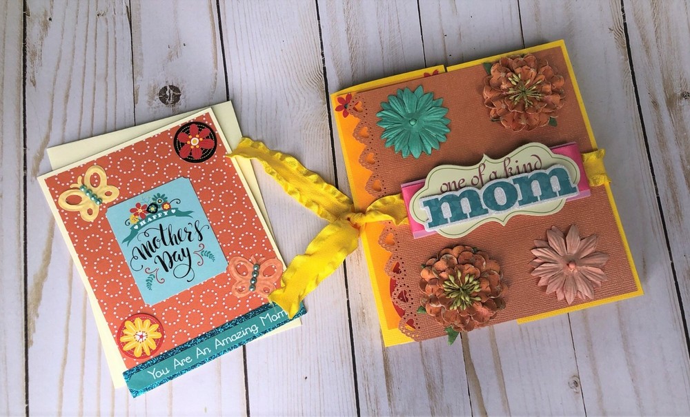 Mothers Day Scrapbook Album with Flip Journal and Card Set 6x6-image