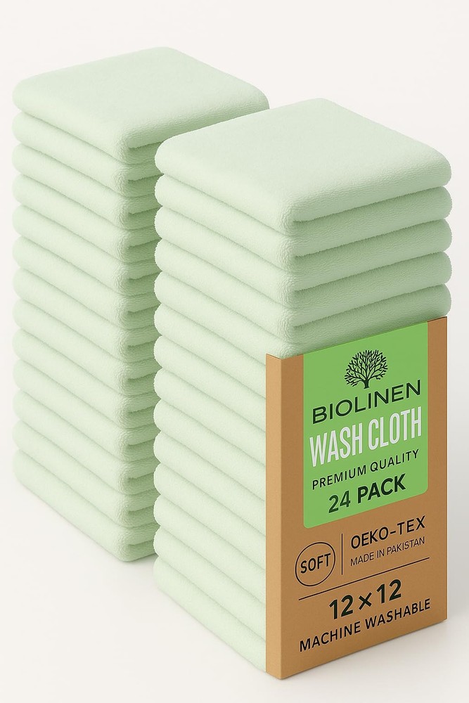 12x12 Ultra Soft Cotton Washcloth Set of 24 100% Premium Quality