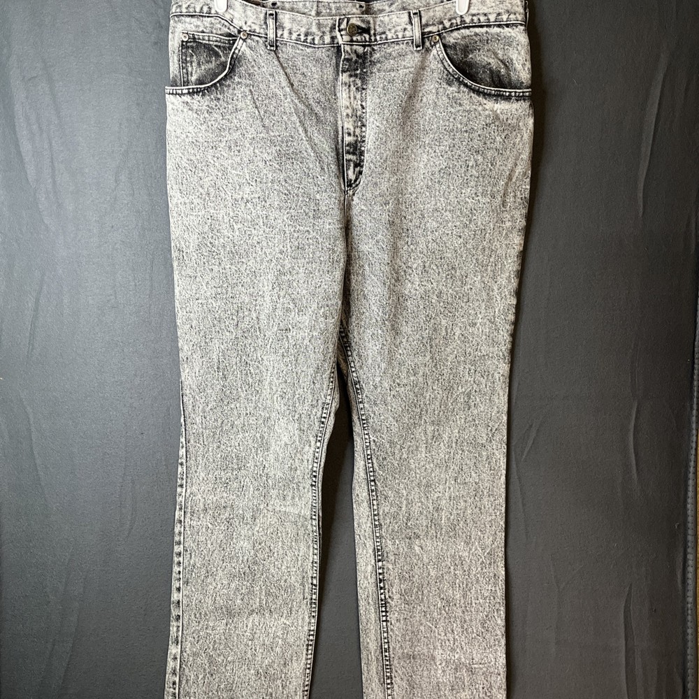 Vintage Lee Riders Mens 40x34 Acid Wash Gray Straight Fit USA Union Made Jeans