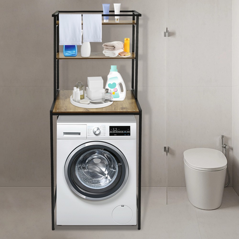 3-Tier Floor Mount Washer Dryer Storage Shelf Clothes Drying Rack