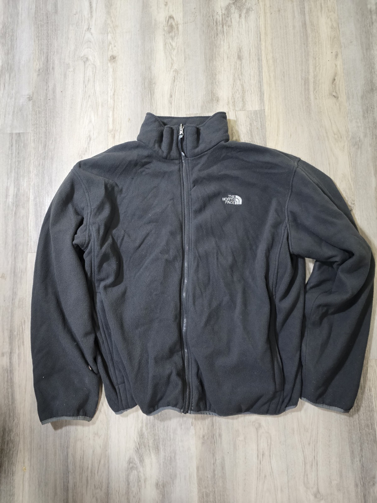 Vintage The North Face Gray Full-Zip 3XL Men's Sweatshirt in Polyester-Nylon Blend