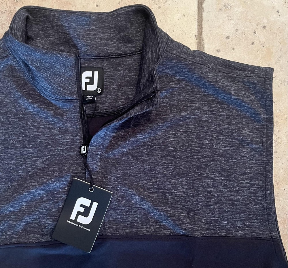 FootJoy Heather Yoke 1/2 Zip Vest Mens Large Black Gray Golf Pullover FJ - NEW