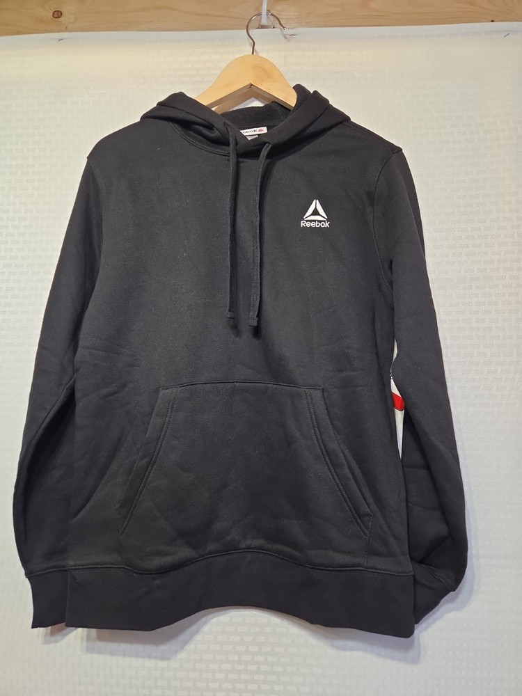Reebok Small Black Hoodie Pullover Sweatshirt NWT Logo Fleece Kangaroo Pocket
