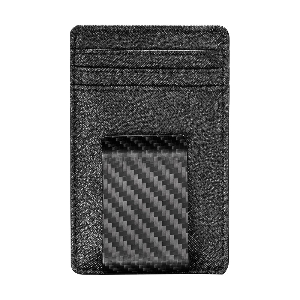 Slim Leather Money Clip Wallet for Men with RFID Blocking Minimalist Card Holder