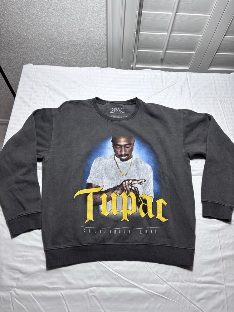Tupac California Love Pull Over Shirt Men Large Gray Sweater Rap Hip Hop Legend